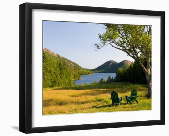 Adirondack Chairs on the Lawn of the Jordan Pond House, Acadia National Park, Mount Desert Island-Jerry & Marcy Monkman-Framed Photographic Print