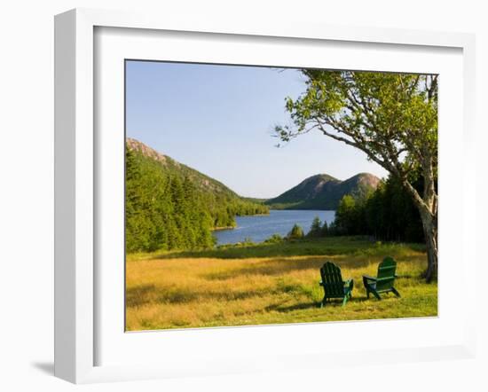 Adirondack Chairs on the Lawn of the Jordan Pond House, Acadia National Park, Mount Desert Island-Jerry & Marcy Monkman-Framed Photographic Print