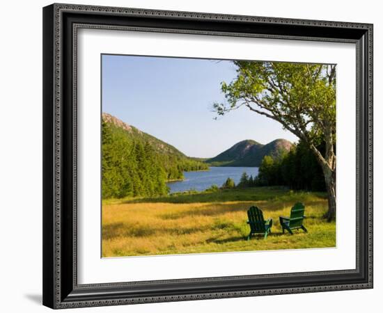 Adirondack Chairs on the Lawn of the Jordan Pond House, Acadia National Park, Mount Desert Island-Jerry & Marcy Monkman-Framed Photographic Print