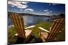 Adirondack Chairs Overlooking Booth Bay Harbor-George Oze-Mounted Photographic Print