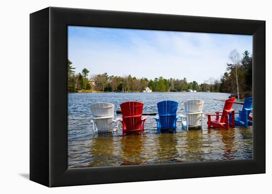 Adirondack Chairs Partially Submerged in the Lake Muskoka, Ontario, Canada-null-Framed Stretched Canvas