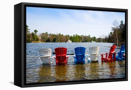 Adirondack Chairs Partially Submerged in the Lake Muskoka, Ontario, Canada-null-Framed Stretched Canvas