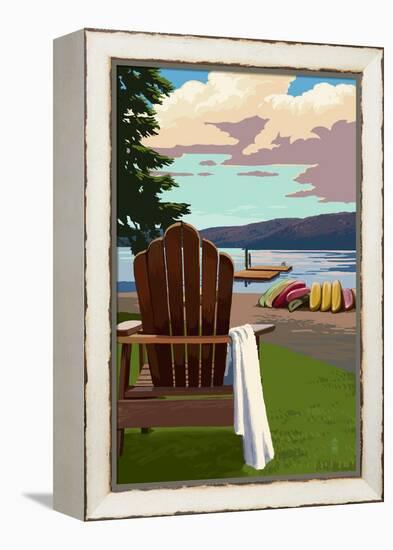 Adirondack Chairs-Lantern Press-Framed Stretched Canvas