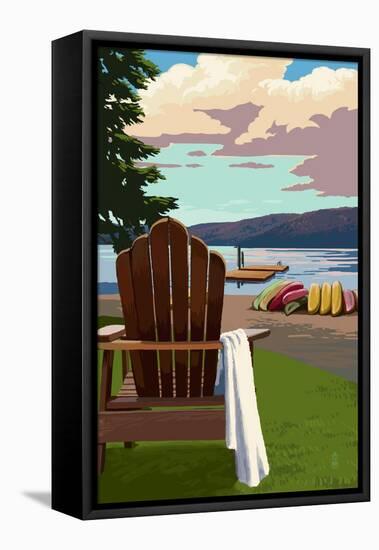 Adirondack Chairs-Lantern Press-Framed Stretched Canvas