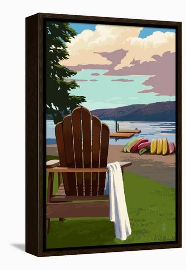 Adirondack Chairs-Lantern Press-Framed Stretched Canvas