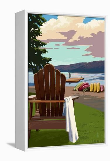 Adirondack Chairs-Lantern Press-Framed Stretched Canvas