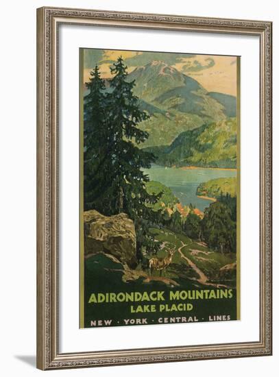 Adirondack Mountains, Lake Placid, Railroad Poster--Framed Premium Giclee Print