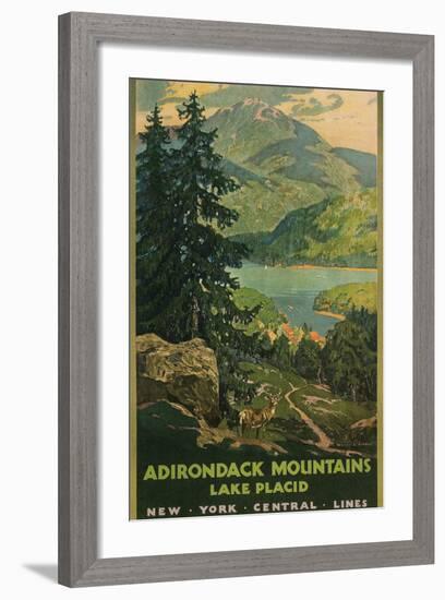 Adirondack Mountains, Lake Placid, Railroad Poster-null-Framed Art Print