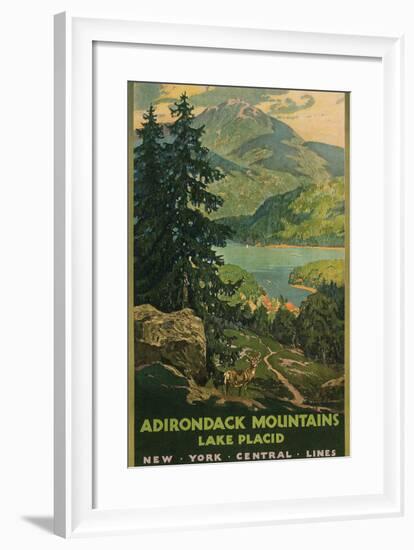 Adirondack Mountains, Lake Placid, Railroad Poster-null-Framed Art Print