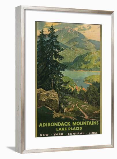 Adirondack Mountains, Lake Placid, Railroad Poster-null-Framed Art Print