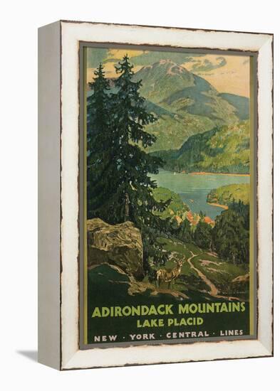 Adirondack Mountains, Lake Placid, Railroad Poster-null-Framed Stretched Canvas