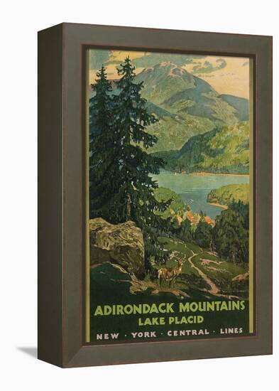 Adirondack Mountains, Lake Placid, Railroad Poster-null-Framed Stretched Canvas