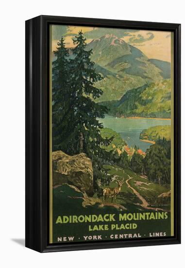 Adirondack Mountains, Lake Placid, Railroad Poster-null-Framed Stretched Canvas