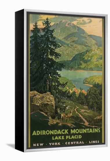 Adirondack Mountains, Lake Placid, Railroad Poster-null-Framed Stretched Canvas