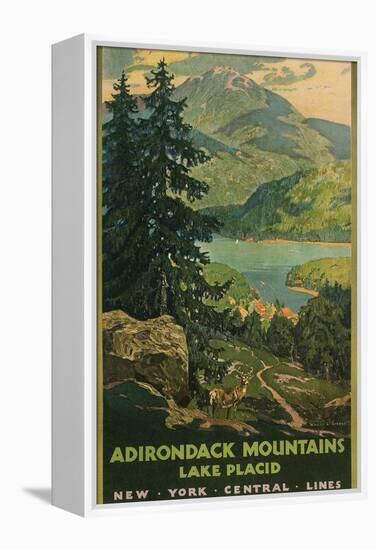 Adirondack Mountains, Lake Placid, Railroad Poster-null-Framed Stretched Canvas