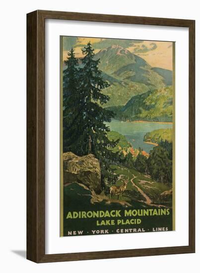 Adirondack Mountains, Lake Placid, Railroad Poster-null-Framed Premium Giclee Print