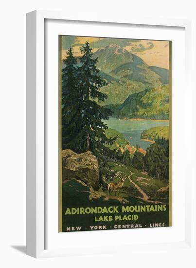 Adirondack Mountains, Lake Placid, Railroad Poster-null-Framed Premium Giclee Print