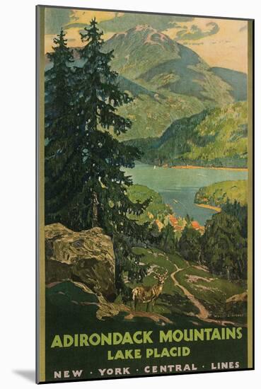 Adirondack Mountains, Lake Placid, Railroad Poster-null-Mounted Premium Giclee Print