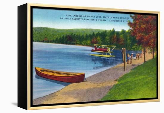 Adirondack Mountains, New York - Water Plane on Eighth Lake-Lantern Press-Framed Stretched Canvas