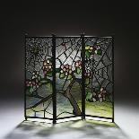 Stylized Apple Blossom Branches and Spider Webs Leaded Glass and Bronze Three-Panel Tea Screen-Adler & Sullivan-Giclee Print