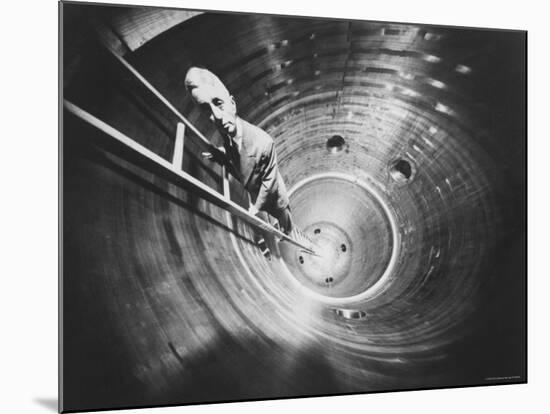 Admiral Hyman Rickover Descent Into Circular Nuclear Reactor Shell at Shipping Port Power Facility-Yale Joel-Mounted Premium Photographic Print