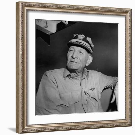 Admiral John S. Mccain, Sitting Aboard a Us Navy Carrier-J^ R^ Eyerman-Framed Photographic Print