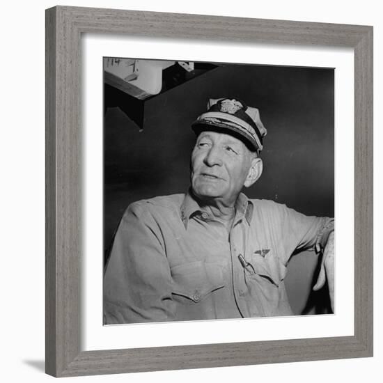 Admiral John S. Mccain, Sitting Aboard a Us Navy Carrier-J^ R^ Eyerman-Framed Photographic Print