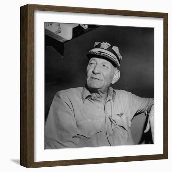 Admiral John S. Mccain, Sitting Aboard a Us Navy Carrier-J^ R^ Eyerman-Framed Photographic Print