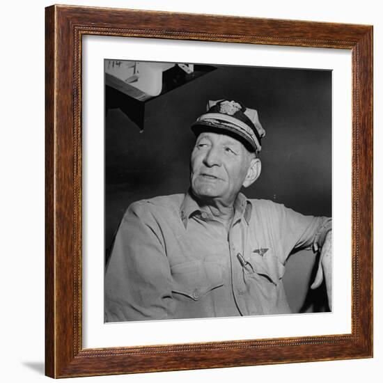 Admiral John S. Mccain, Sitting Aboard a Us Navy Carrier-J^ R^ Eyerman-Framed Photographic Print