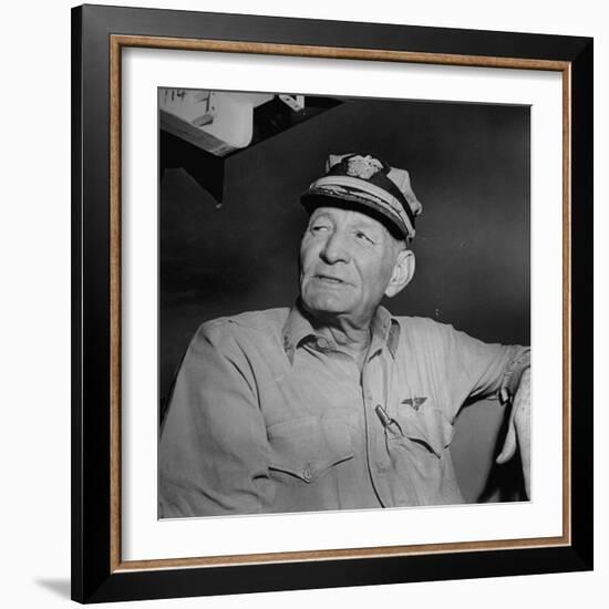 Admiral John S. Mccain, Sitting Aboard a Us Navy Carrier-J^ R^ Eyerman-Framed Photographic Print