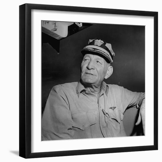 Admiral John S. Mccain, Sitting Aboard a Us Navy Carrier-J^ R^ Eyerman-Framed Photographic Print