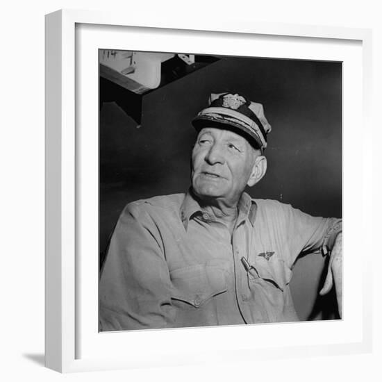 Admiral John S. Mccain, Sitting Aboard a Us Navy Carrier-J^ R^ Eyerman-Framed Photographic Print