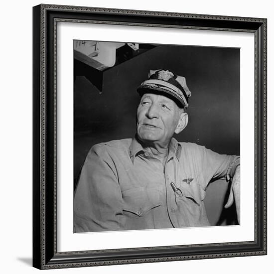 Admiral John S. Mccain, Sitting Aboard a Us Navy Carrier-J^ R^ Eyerman-Framed Photographic Print