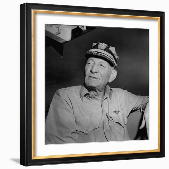 Admiral John S. Mccain, Sitting Aboard a Us Navy Carrier-J^ R^ Eyerman-Framed Photographic Print