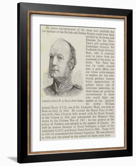 Admiral Sir a W a Hood, New Peer-null-Framed Giclee Print