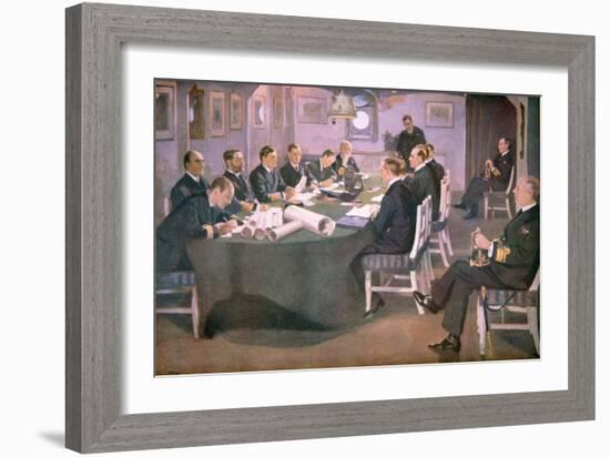 Admiral Sir David Beatty Reads the Terms of the Armistice to the German Delegate-Sir John Lavery-Framed Giclee Print