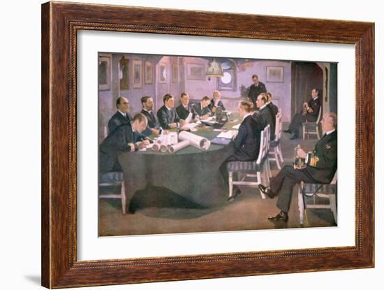 Admiral Sir David Beatty Reads the Terms of the Armistice to the German Delegate-Sir John Lavery-Framed Giclee Print