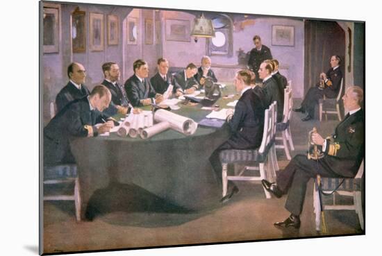 Admiral Sir David Beatty Reads the Terms of the Armistice to the German Delegate-Sir John Lavery-Mounted Giclee Print
