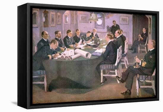 Admiral Sir David Beatty Reads the Terms of the Armistice to the German Delegate-Sir John Lavery-Framed Premier Image Canvas