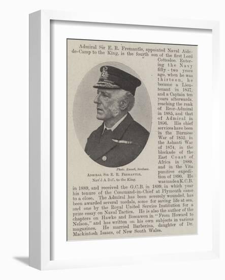 Admiral Sir E R Fremantle, Naval Adc to the King-null-Framed Giclee Print