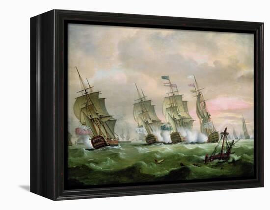 Admiral Sir Edward Hawke Defeating Admiral M. De Conflans in the Bay of Biscay-Thomas Luny-Framed Premier Image Canvas