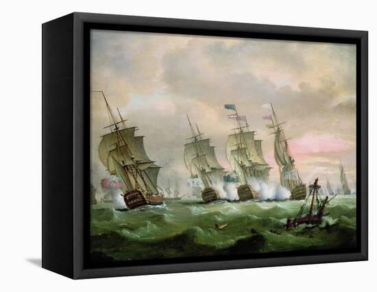 Admiral Sir Edward Hawke Defeating Admiral M. De Conflans in the Bay of Biscay-Thomas Luny-Framed Premier Image Canvas