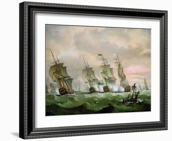 Admiral Sir Edward Hawke Defeating Admiral M. De Conflans in the Bay of Biscay-Thomas Luny-Framed Giclee Print