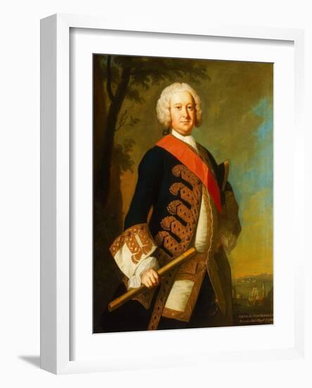 Admiral Sir Peter Warren (1703-1752), 1748-52 (Oil on Canvas)-Thomas Hudson-Framed Giclee Print