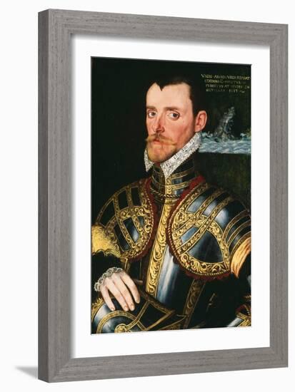 Admiral Sir Richard Hawkins (1532-1595), C.1590 (Oil on Panel)-English School-Framed Giclee Print