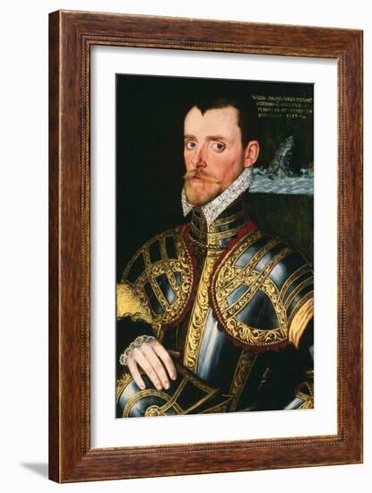 Admiral Sir Richard Hawkins (1532-1595), C.1590 (Oil on Panel)-English School-Framed Giclee Print