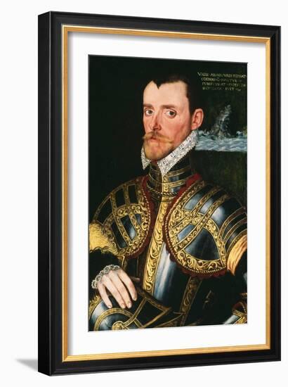 Admiral Sir Richard Hawkins (1532-1595), C.1590 (Oil on Panel)-English School-Framed Giclee Print