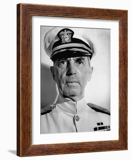 Admiral William D. Leahy, Wearing White Summer Navy Uniform and Braided Cap-Myron Davis-Framed Photographic Print