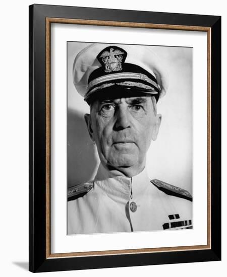 Admiral William D. Leahy, Wearing White Summer Navy Uniform and Braided Cap-Myron Davis-Framed Photographic Print