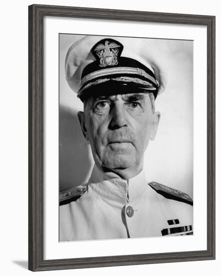 Admiral William D. Leahy, Wearing White Summer Navy Uniform and Braided Cap-Myron Davis-Framed Photographic Print